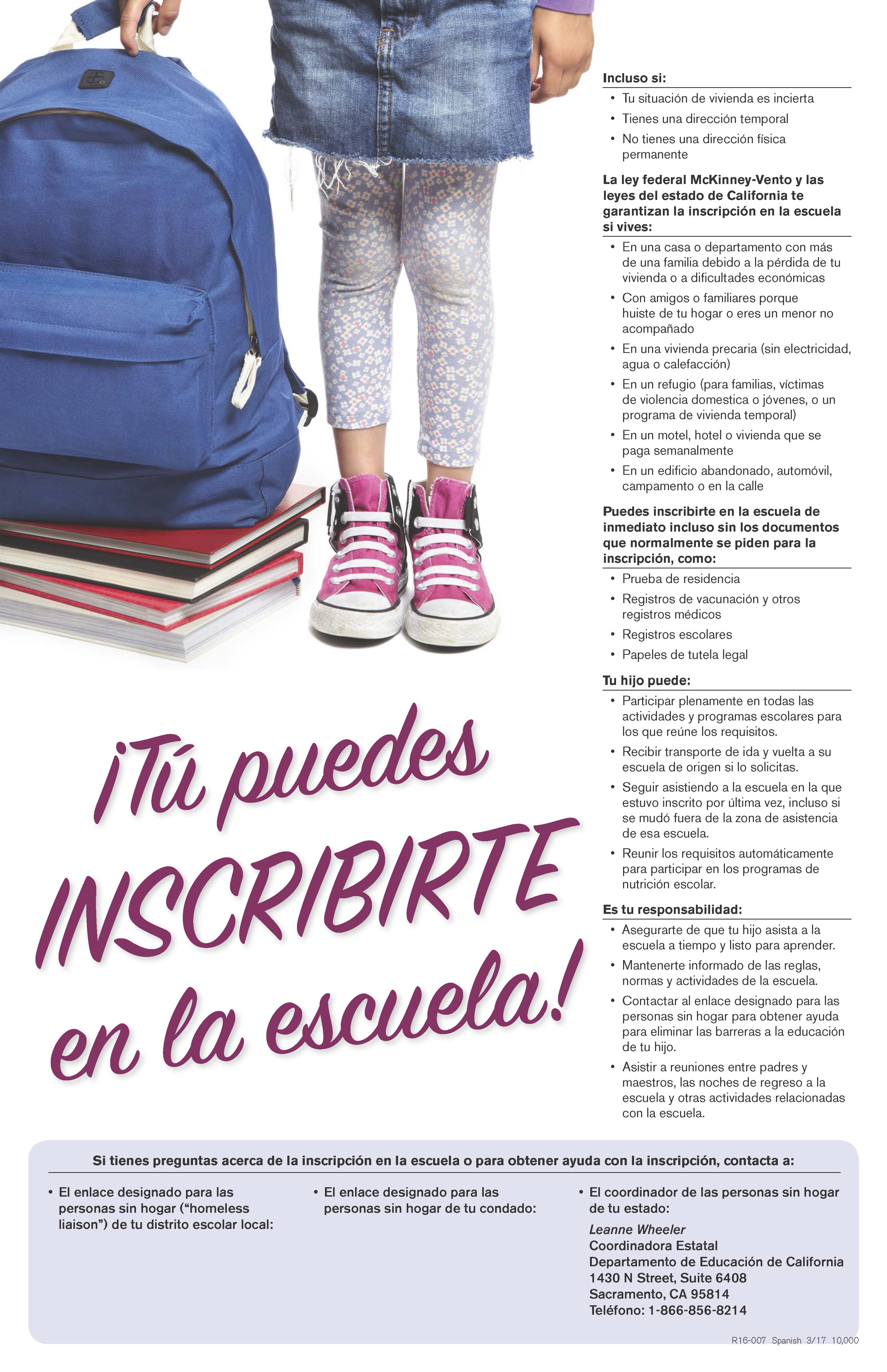 Poster with a child holding a backpack
